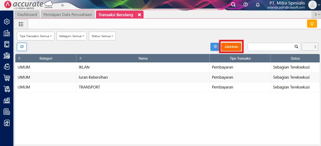 mencatat transaksi berulang secara massal